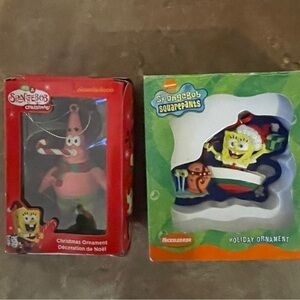 Bundle of 2 Christmas Ornaments SpongeBob & Patrick & Gary